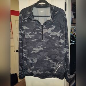 Avia XXL 2X Camo Quarter Zip Athletic Pullover Gray Black Lightweight Top